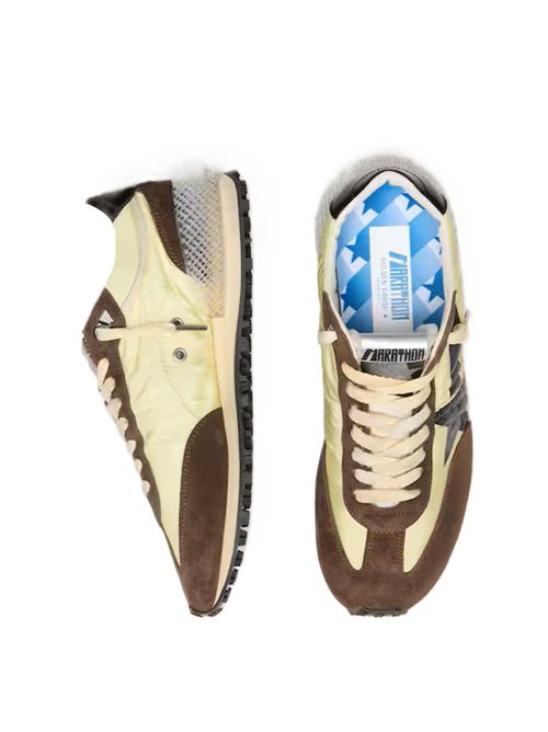 running marathon nylon upper suede toe and spur leather heel Golden Goose | GMF00684.F008623.20396LIME YELL/BROWN/BLACK
